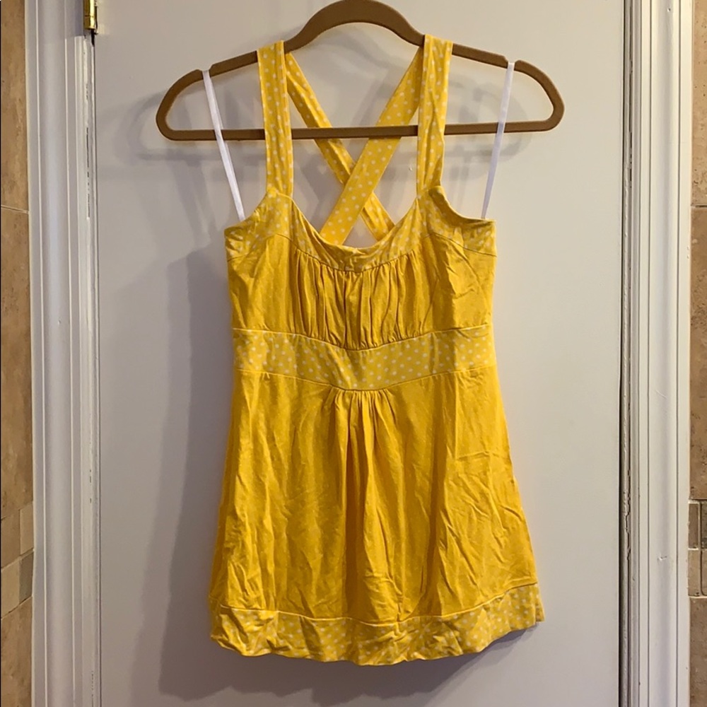 Yellow polka dots tank/ flouncy shirt